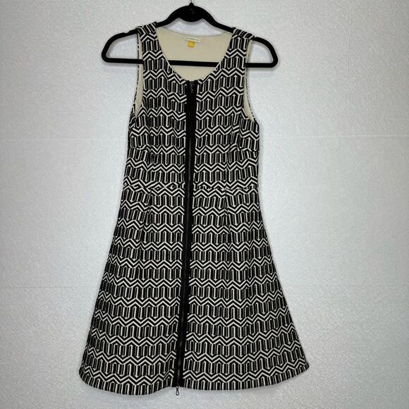 Anthropologie Liefsdottir Tonnelle Geometric Zip Front Dress 8 - Picture 2 of 6